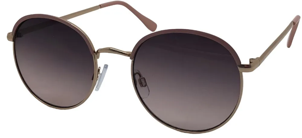 Fantas-Eyes Womens Jori Round Metal Non-Polarized Sunglasses - Almond