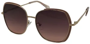 Fantas-Eyes Womens Tallulah Oversized Metal Non-Polarized Sunglasses - Pink/Gold