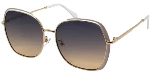 Fantas-Eyes Womens Tallulah Oversized Metal Non-Polarized Sunglasses - White/Gold