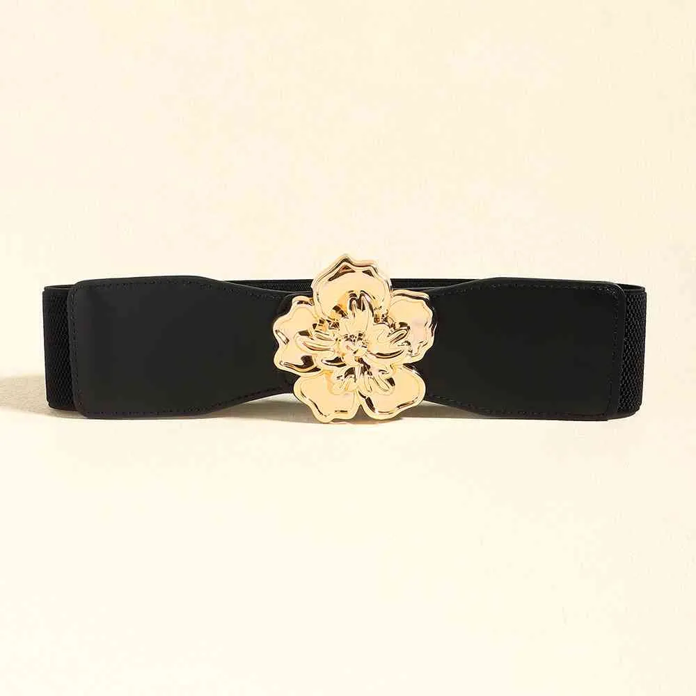 Flower Alloy Buckle Elastic Belt