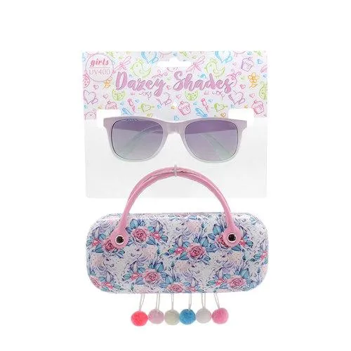 Flower Print Unicorn Dazey Shades tween wayfarer Fashion Sunglasses with Case ( sold by the piece)