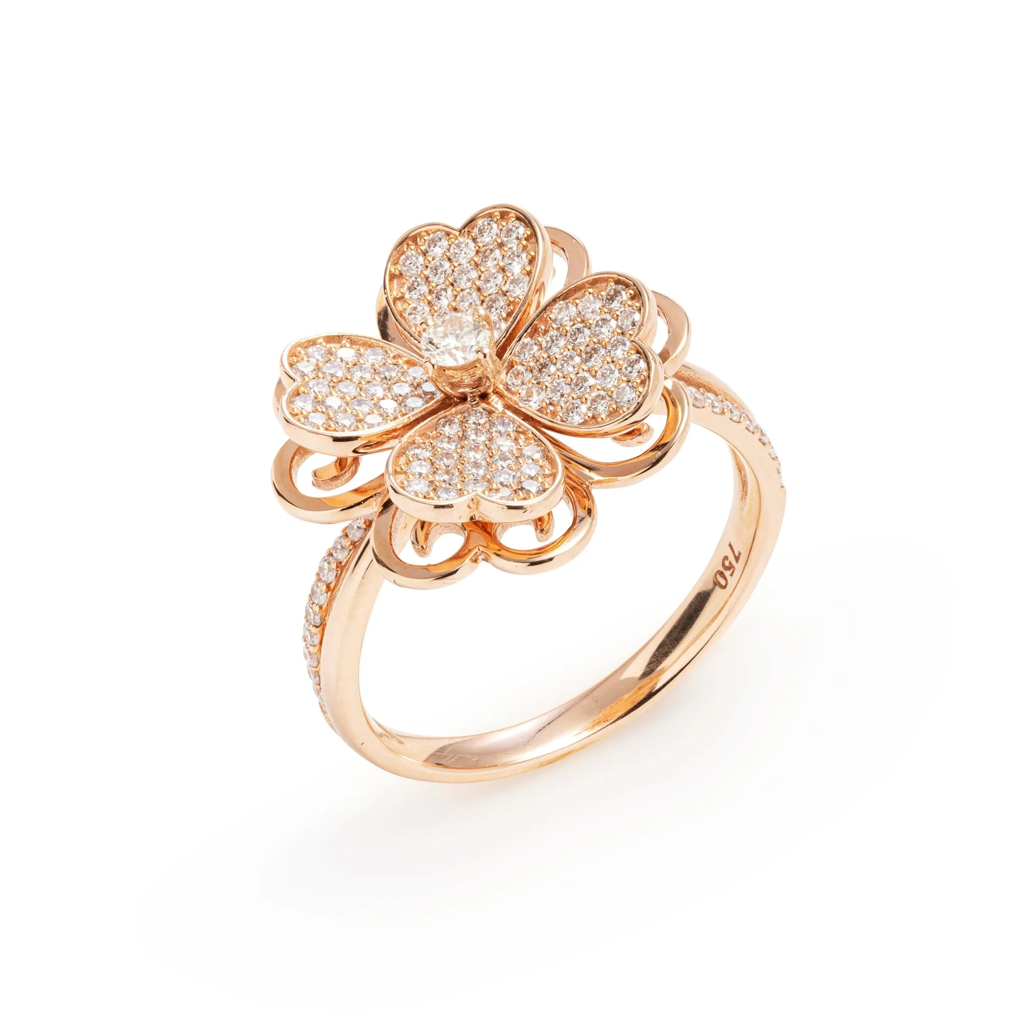 Four-Leaf Clover Diamonds Ring