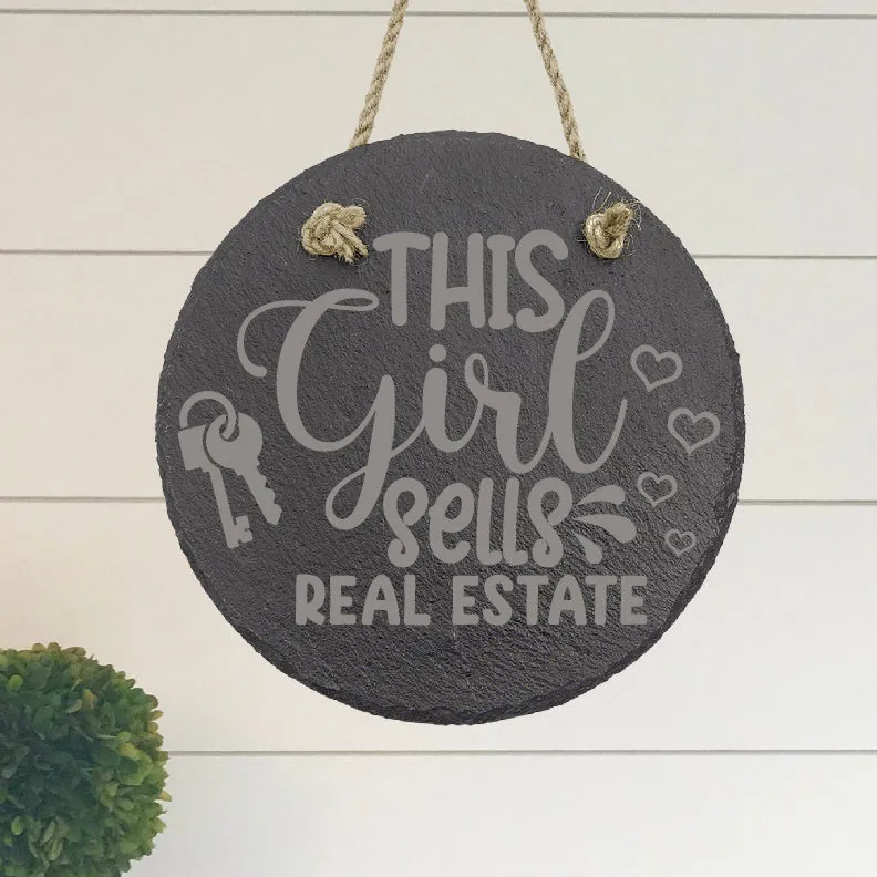 Girl Sells Real Estate Sign