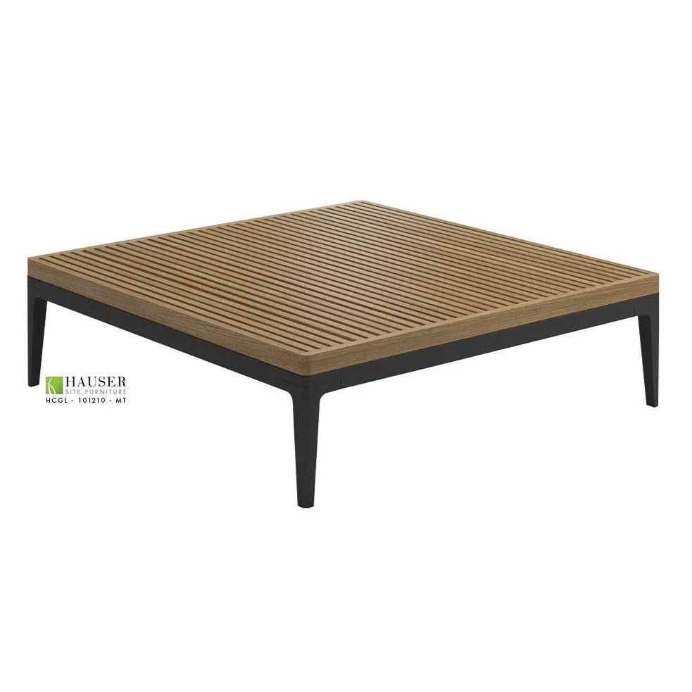 Gloster Grid Lounge Square Coffee Table Teak