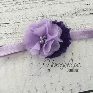 Grape Purple and Lavender Purple flower headband