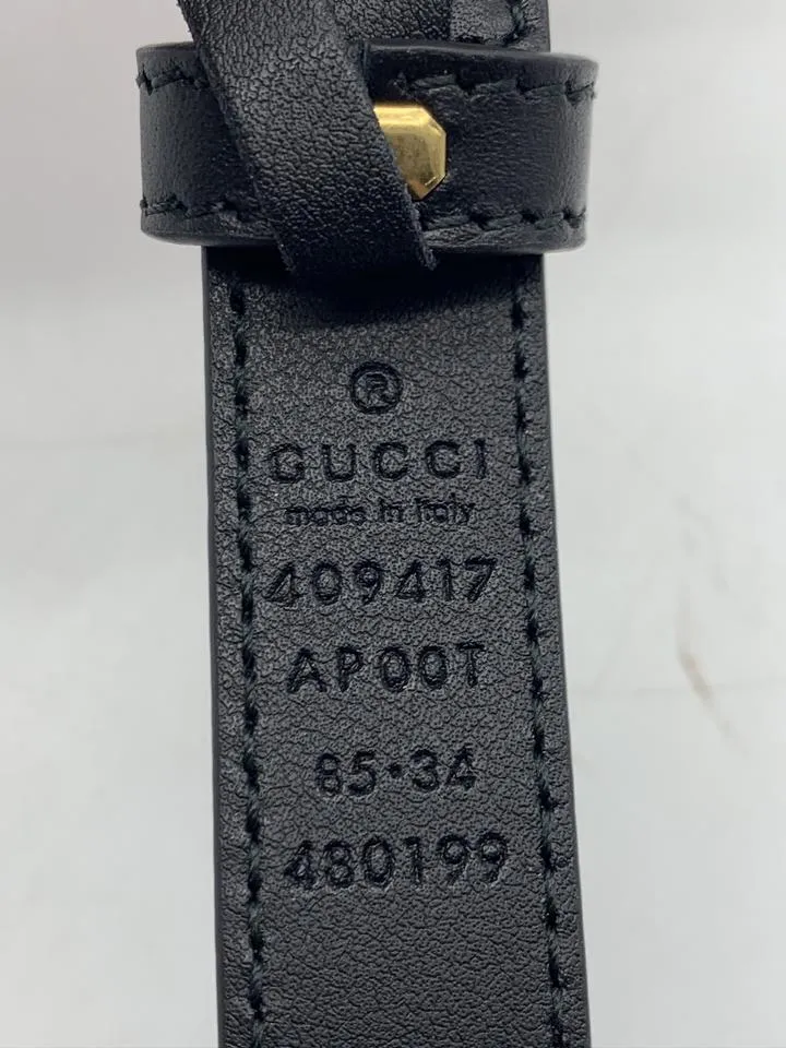 Gucci Black Marmont Gg Thin Leather 85 34 Belt