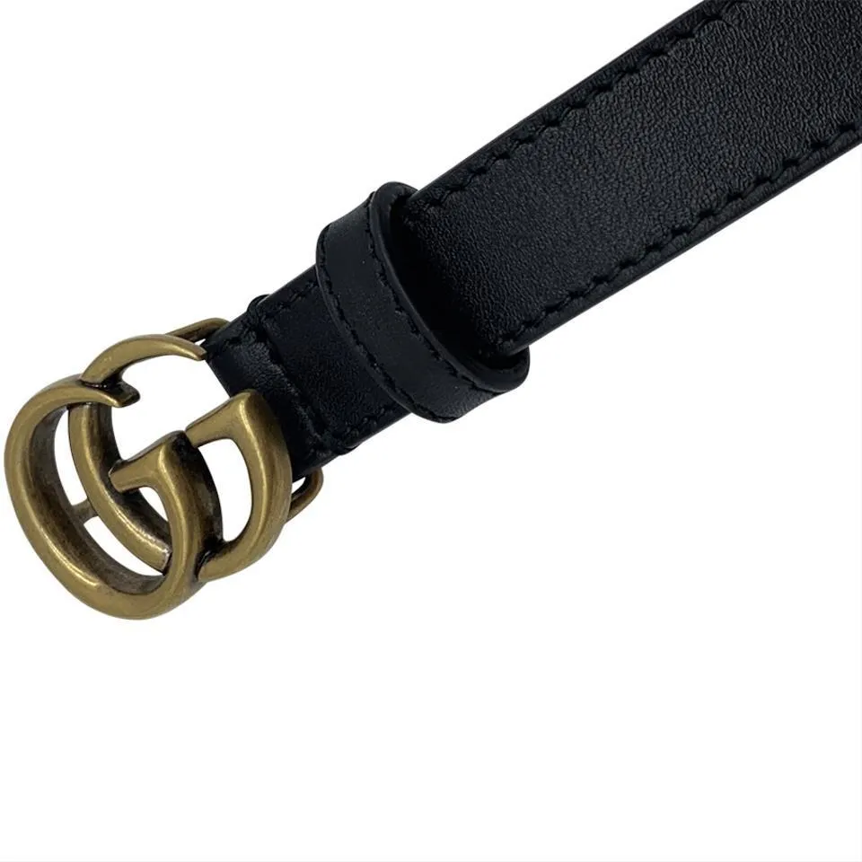 Gucci Black Marmont Gg Thin Leather 85 34 Belt