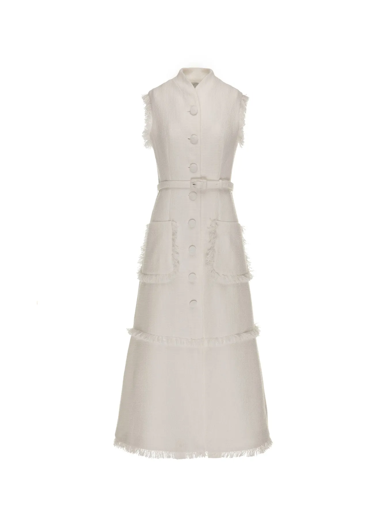 Huishan Zhang - Felicity Dress in White Tweed