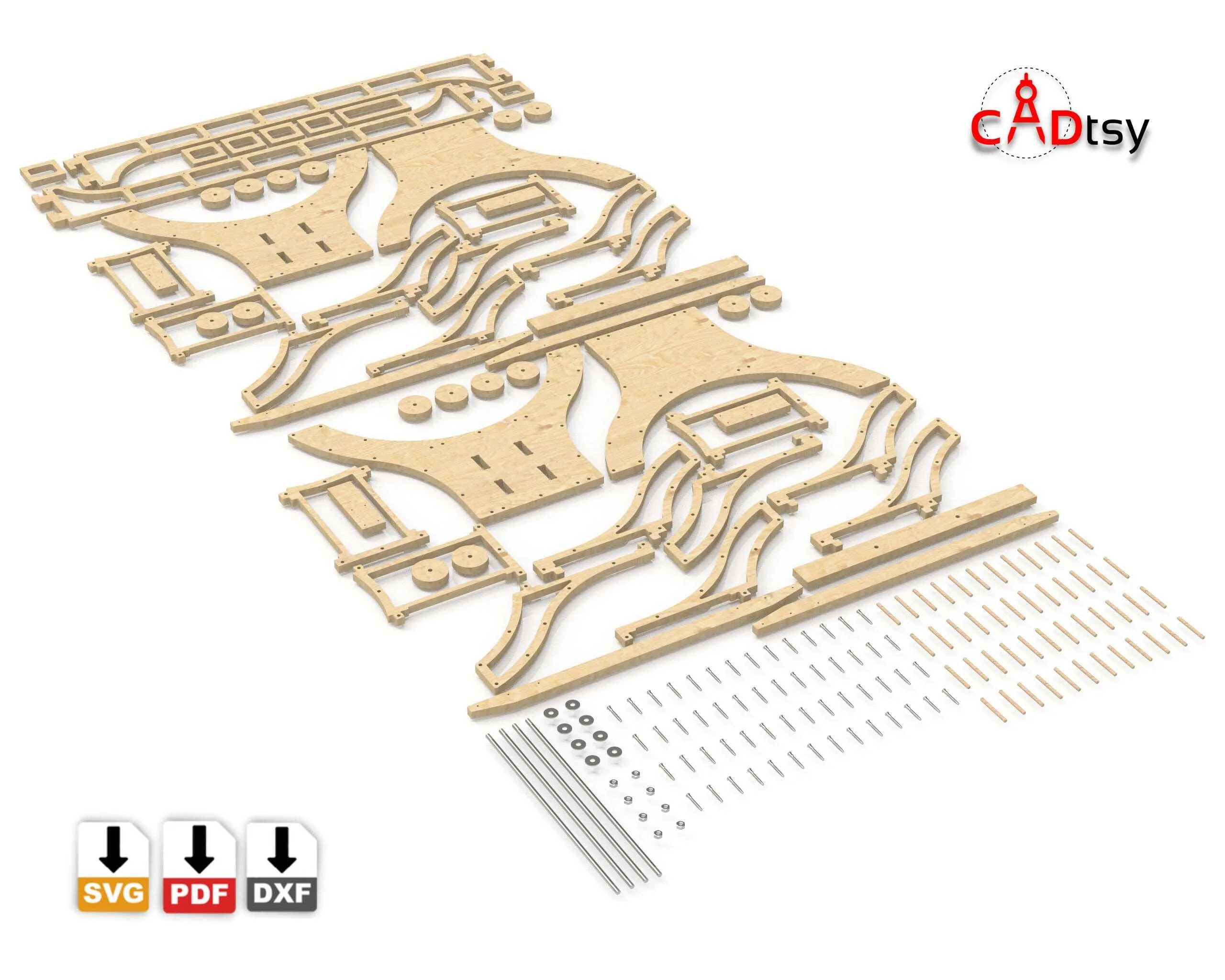 Industrial Table Base Leg DXF/SVG - CNC Router Cutting Files, 710 mm/28" Height