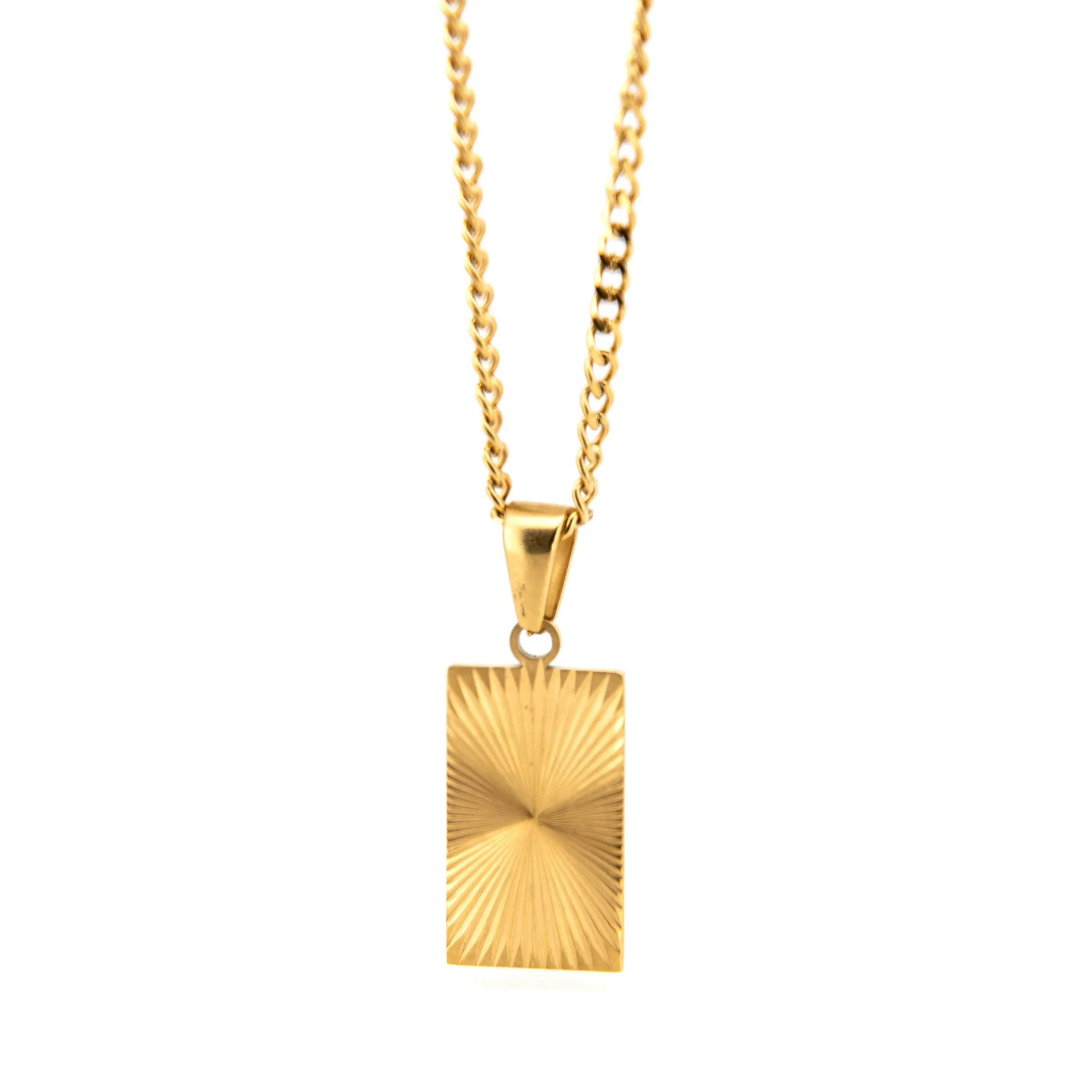 Julien Golden Necklace with Rectangular  Pendant