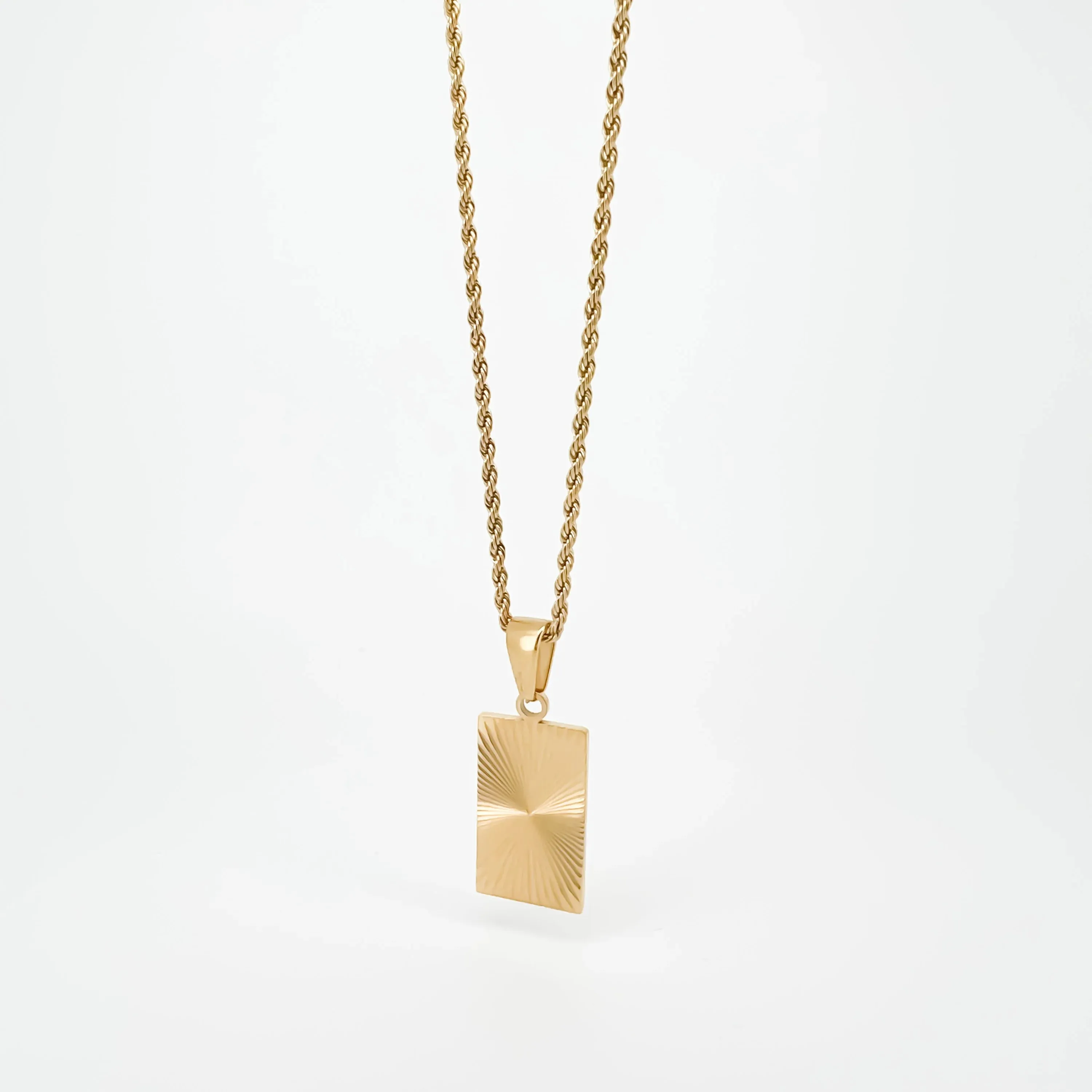 Julien Golden Necklace with Rectangular  Pendant