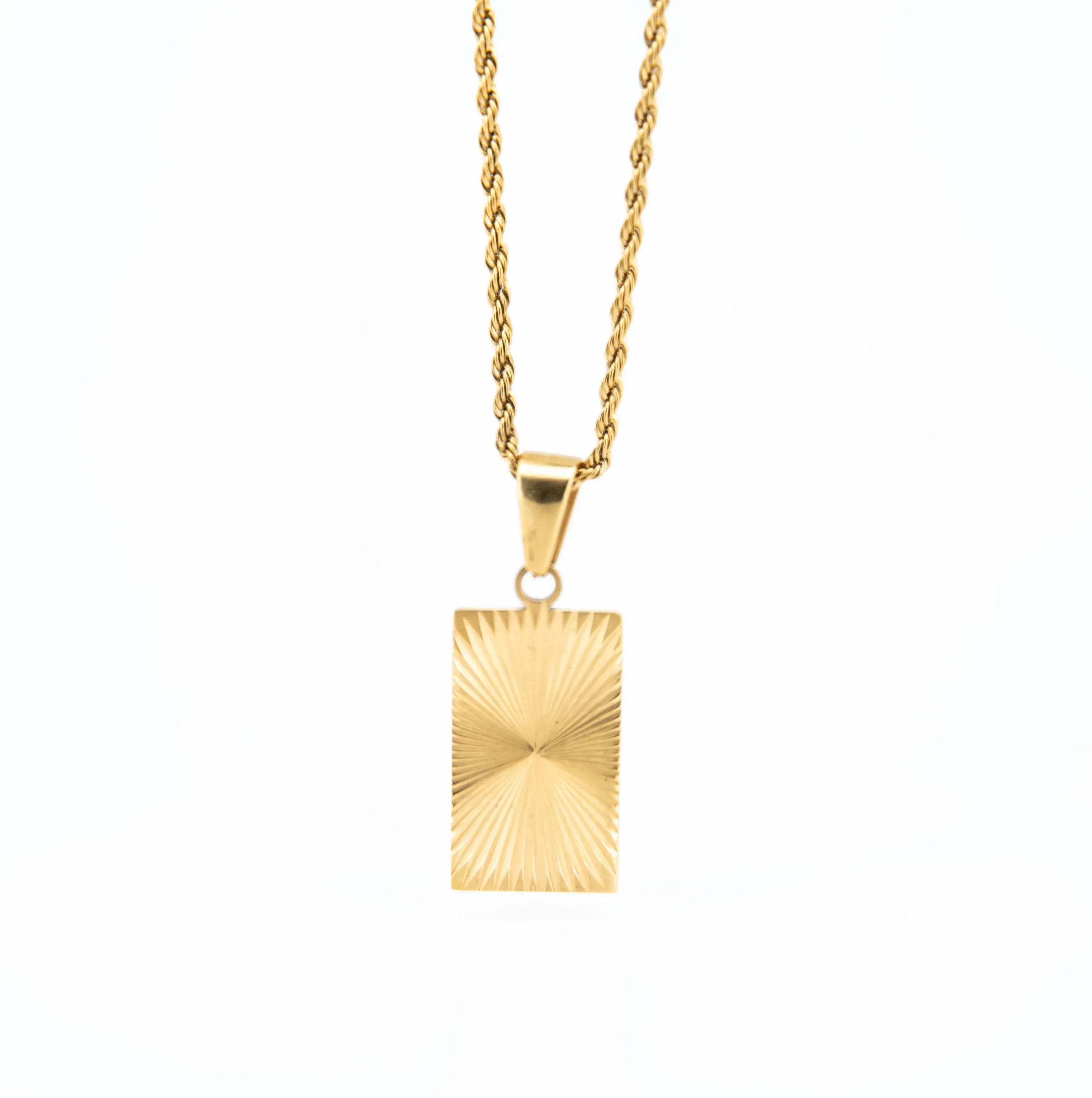 Julien Golden Necklace with Rectangular  Pendant