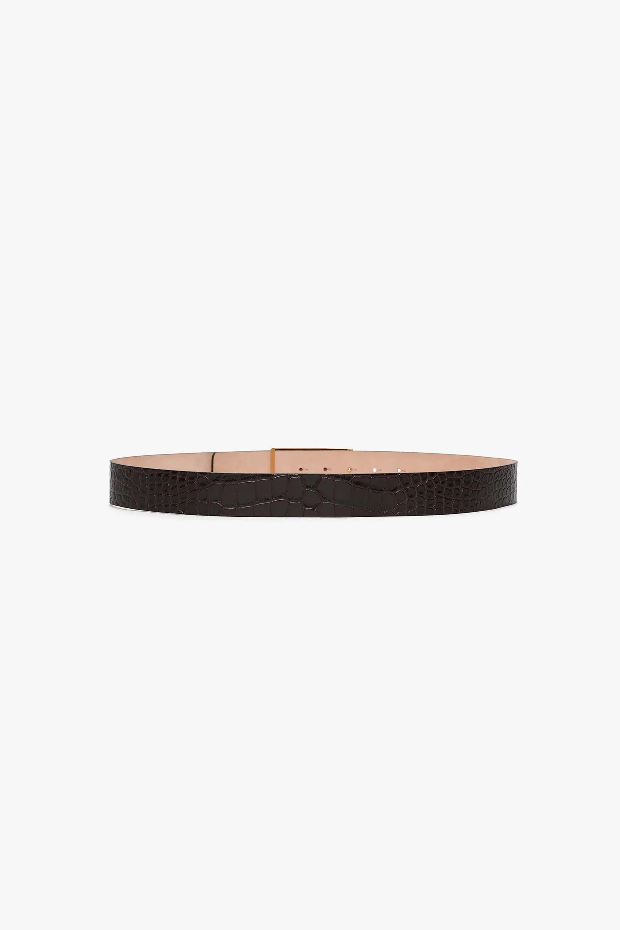 Jumbo Frame Belt In Espresso Croc Embossed Calf Leather