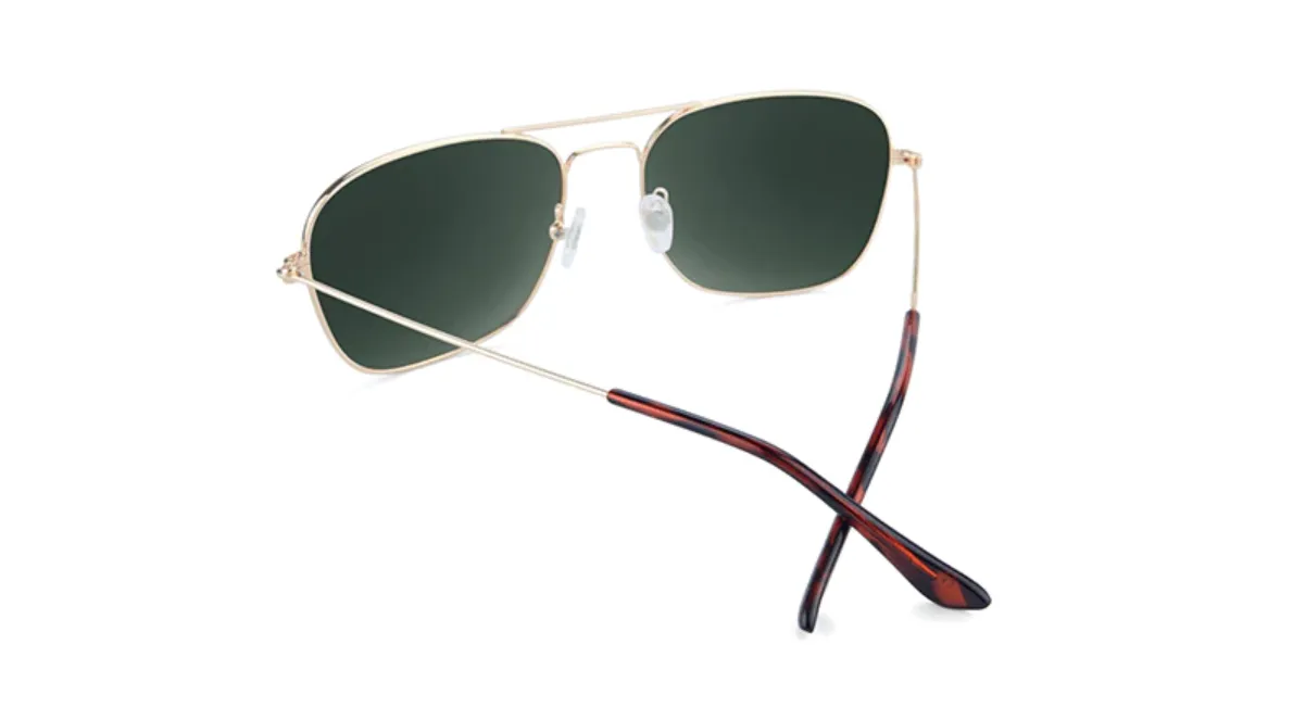 Knockaround Mount Evans Gold Frame - Aviator Green Lens - Polarized Sunglasses