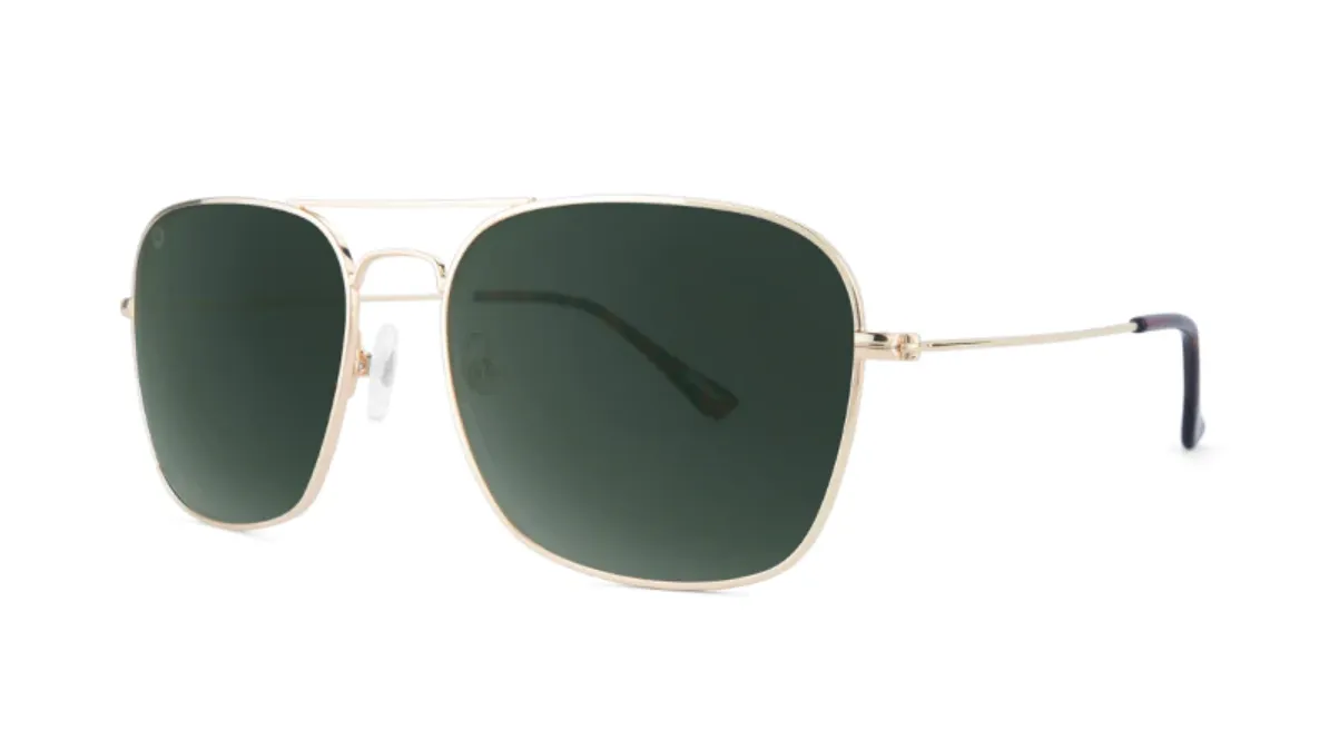 Knockaround Mount Evans Gold Frame - Aviator Green Lens - Polarized Sunglasses