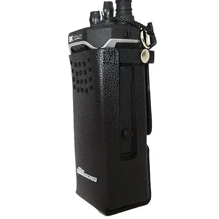 Leather Open Speaker Holster with Snapping Belt Loop and D-Rings BKR9000 Radios