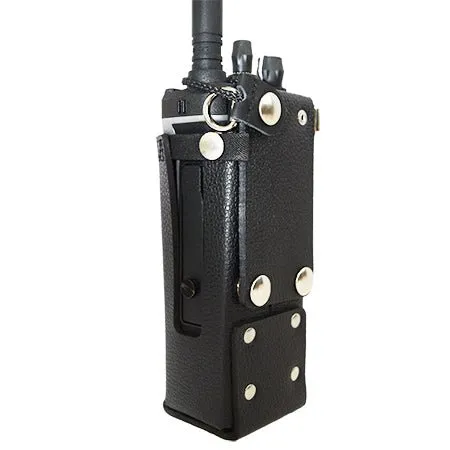 Leather Open Speaker Holster with Snapping Belt Loop and D-Rings BKR9000 Radios