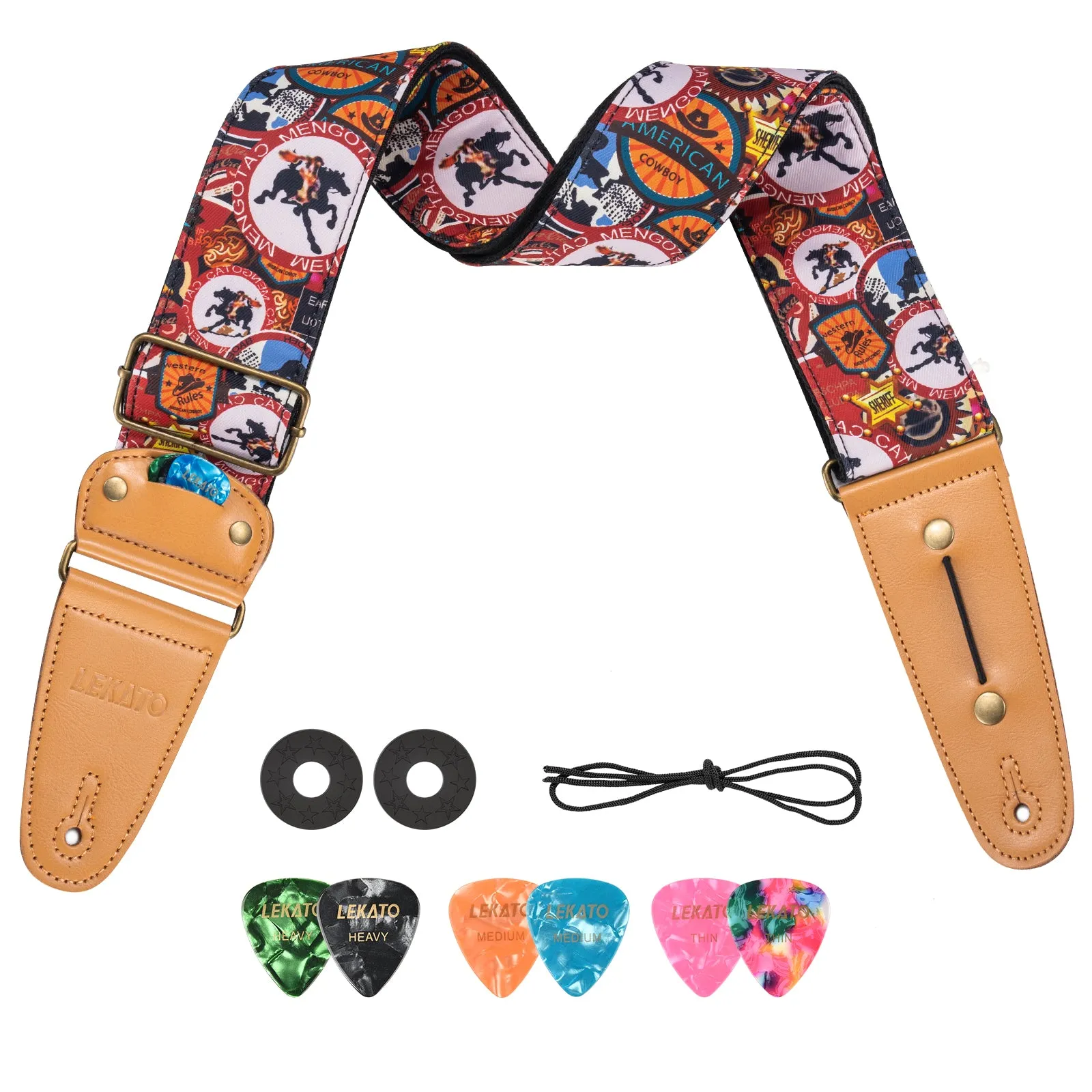 LEKATO LGS-9 Adjustable 2.5" Wide Guitar Patterned Straps