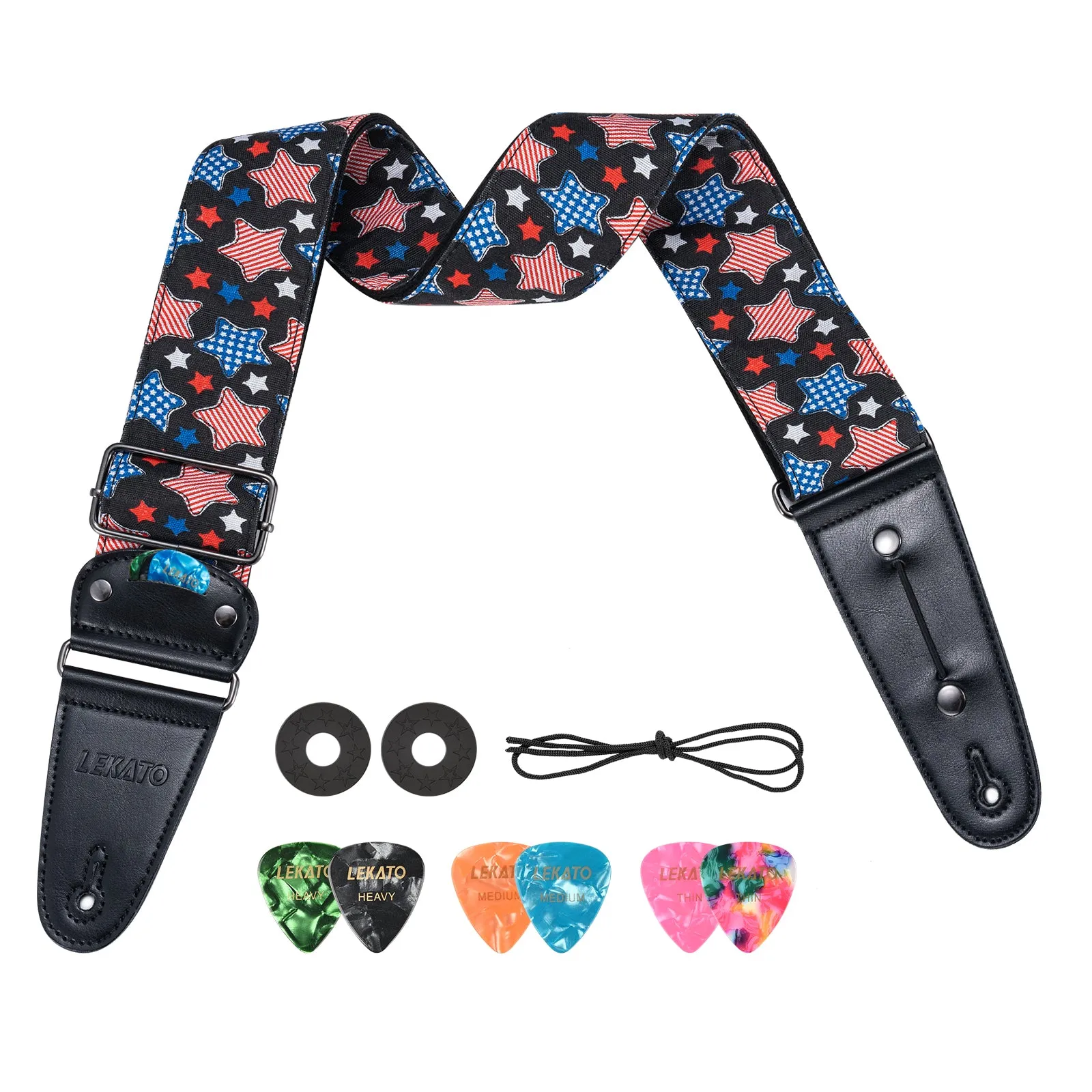 LEKATO LGS-9 Adjustable 2.5" Wide Guitar Patterned Straps