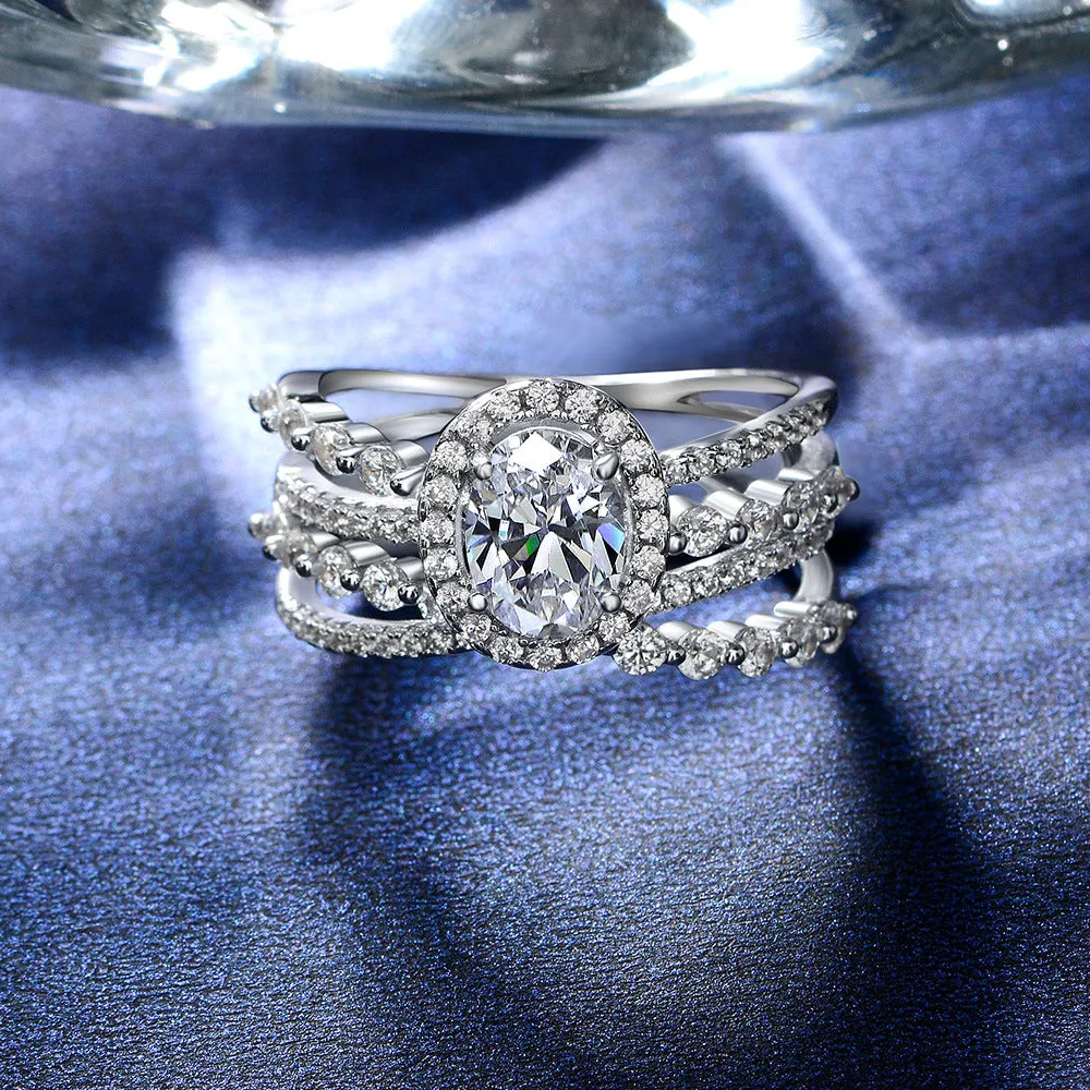 Luxe Oval Cut CZ Ring in Sterling Silver