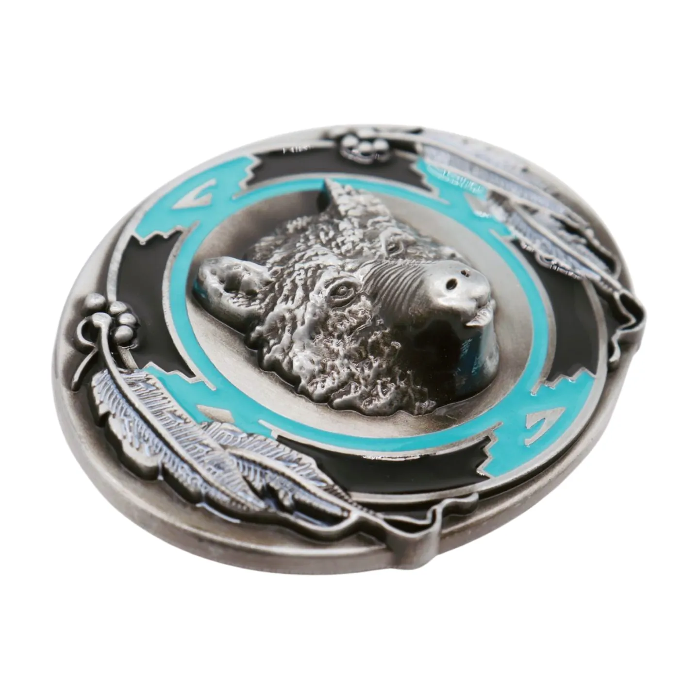 Men Western Belt Buckle Silver Metal Bear Hunter