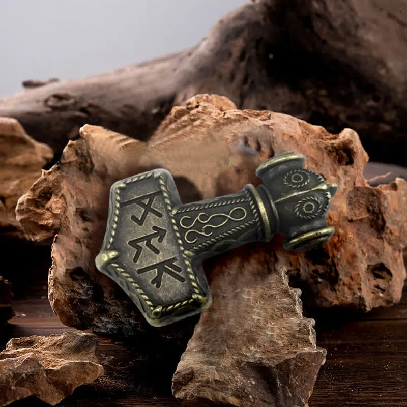 Men's DIY Brutal Viking Hammer Buckle Leather Belt