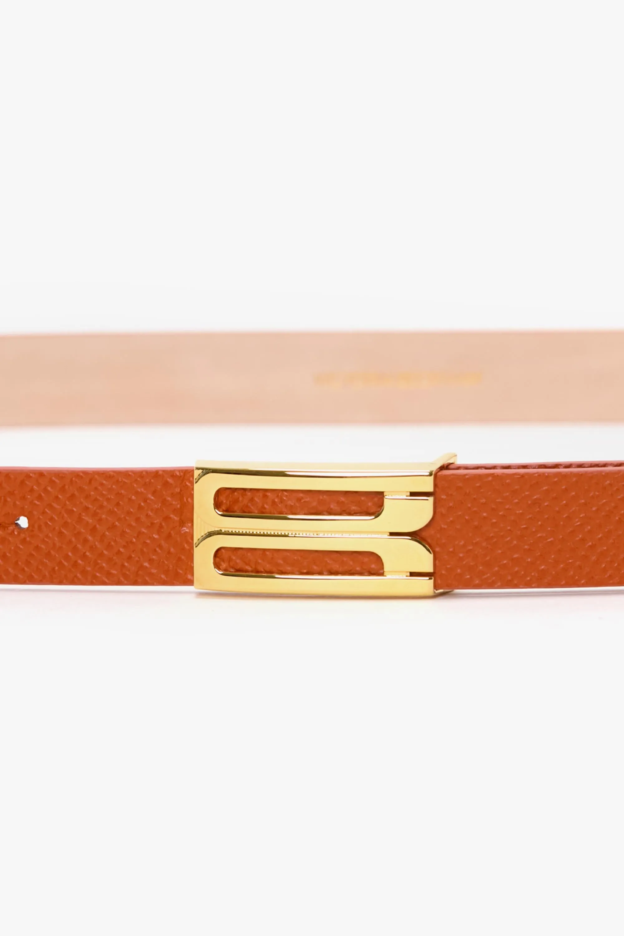 Micro Frame Belt In Burnt Orange Grained Leather