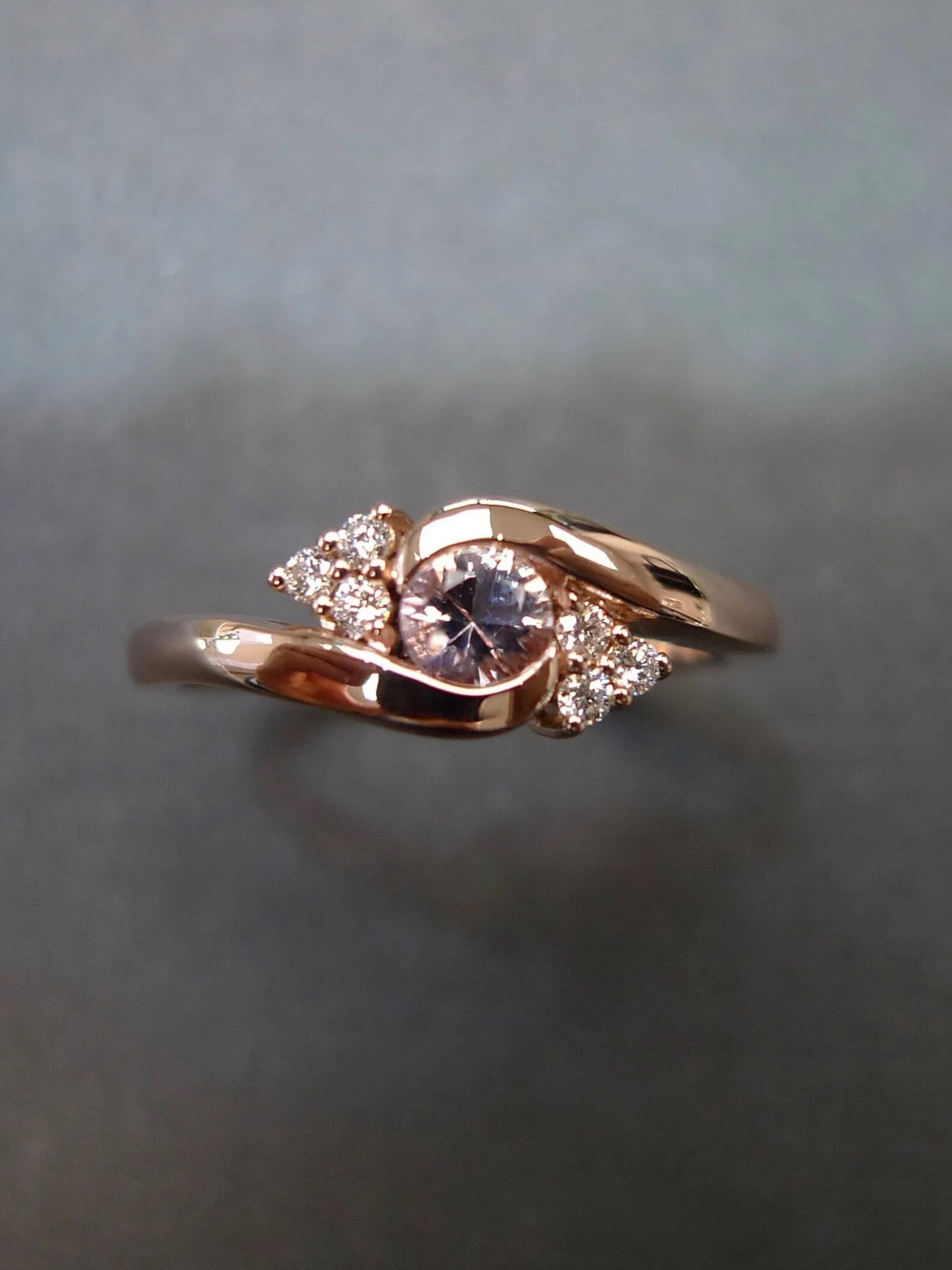 Morganite and Diamond Ring in Rose Gold