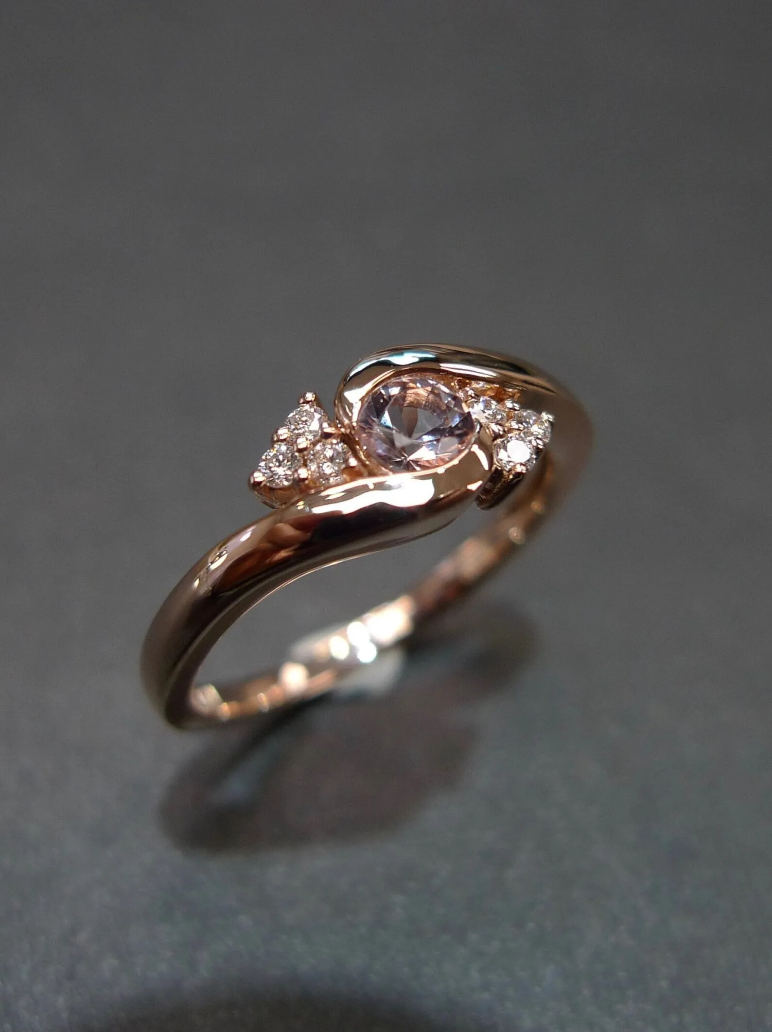 Morganite and Diamond Ring in Rose Gold