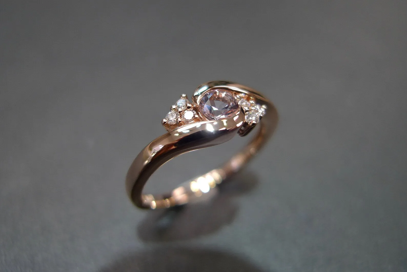 Morganite and Diamond Ring in Rose Gold