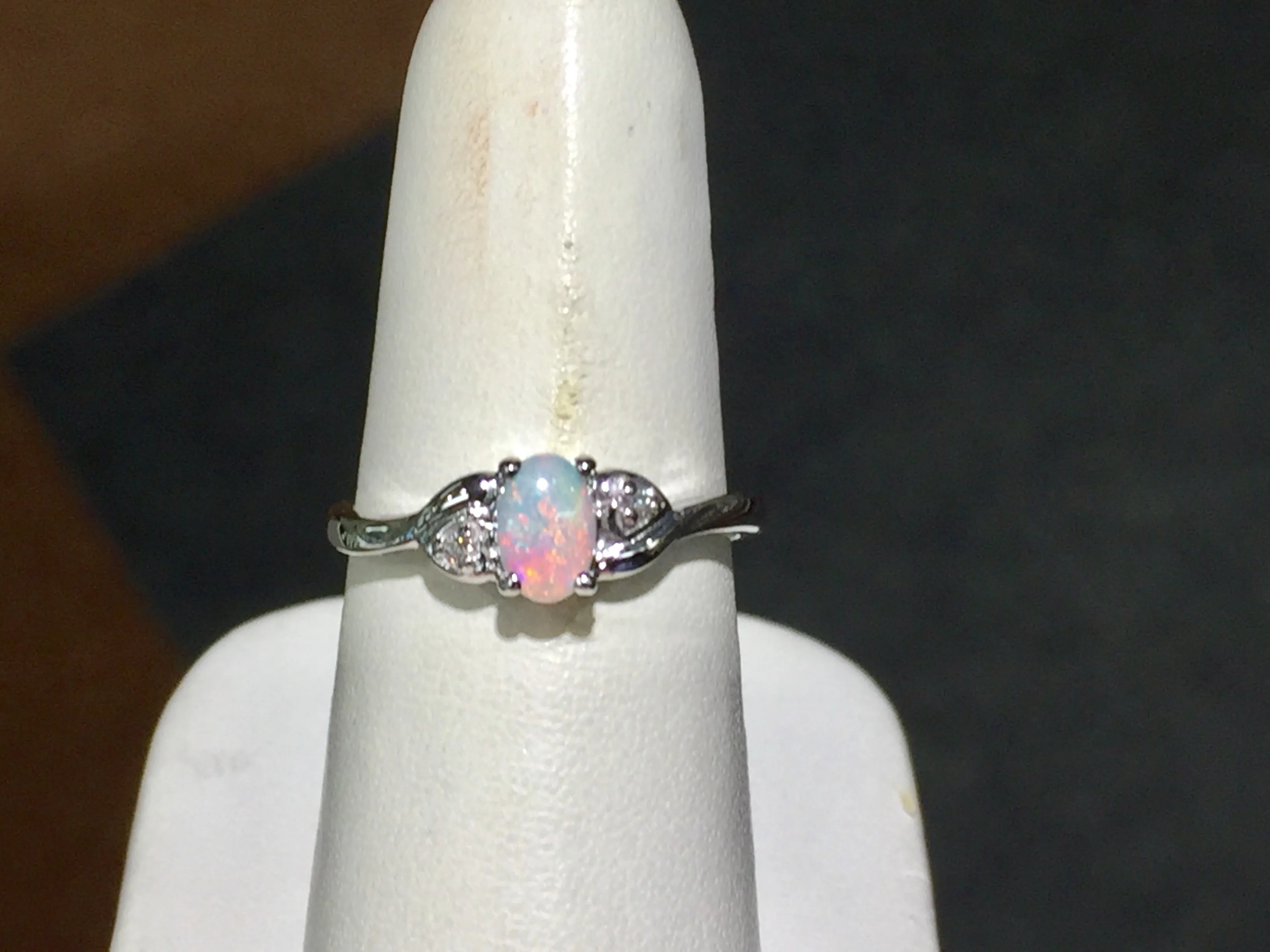 Opal And Diamond White Gold Ring