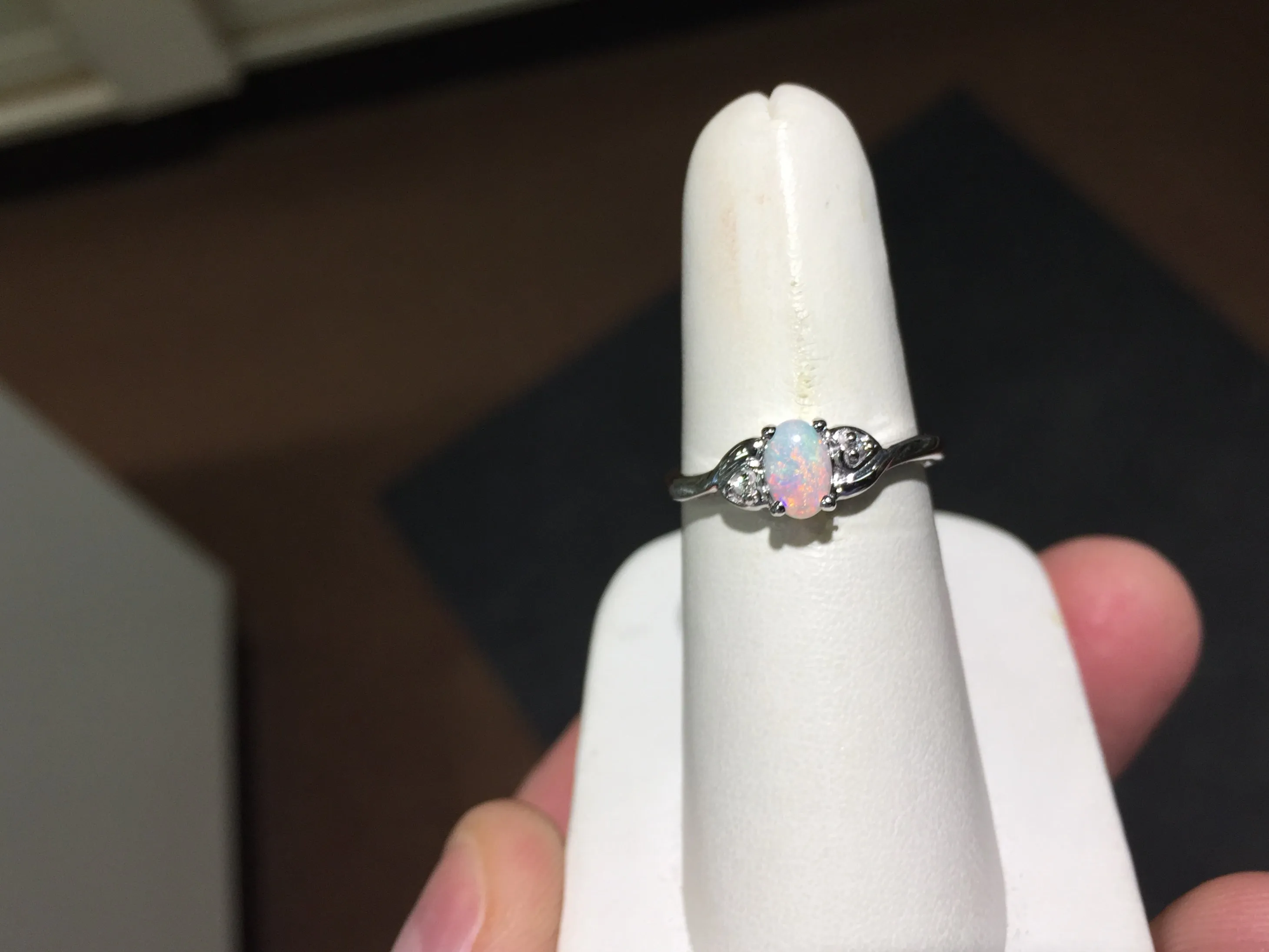 Opal And Diamond White Gold Ring