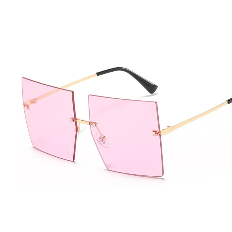 Oversized Rimless Square Sunglasses