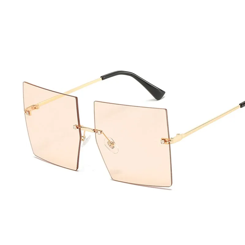 Oversized Rimless Square Sunglasses