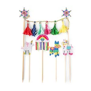 PAPER CAKE & CUPCAKE TOPPERS - FIESTA PARTY - SET OF 5