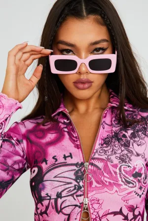 Pink Oversized Rectangle Sunglasses