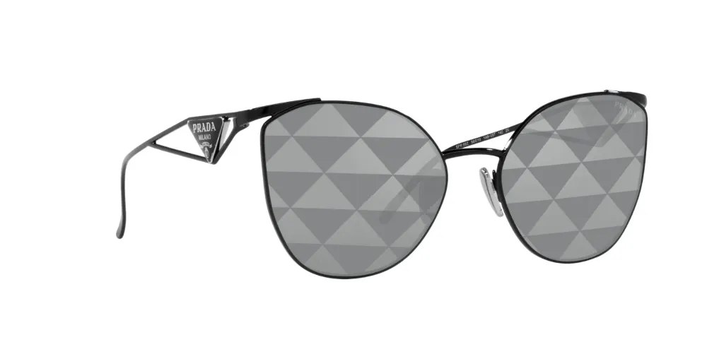 Prada Irregular Non-Polarized Sunglasses - Black/Gray Tampo Triangle