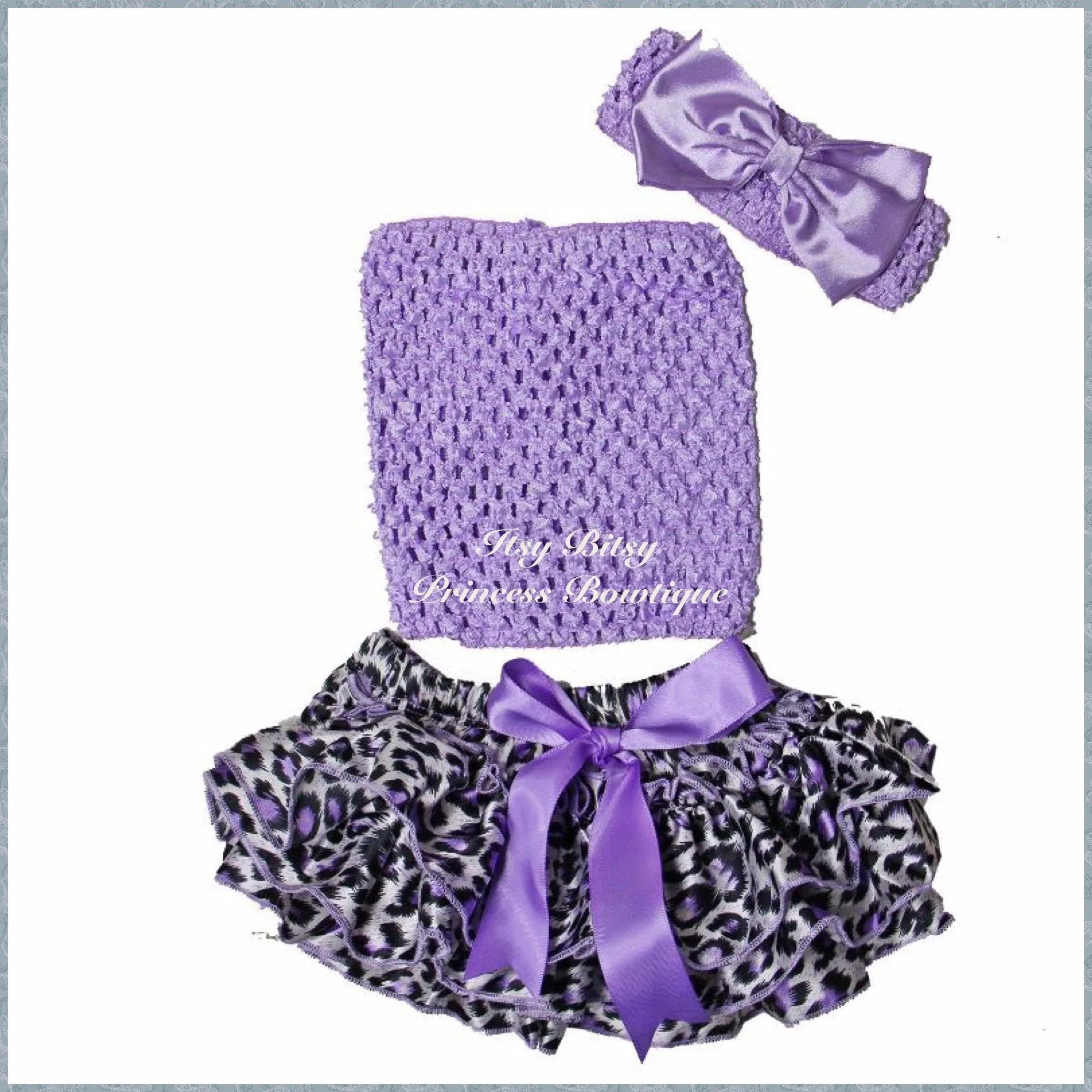 Purple Leopard Print Satin Ruffle Bum