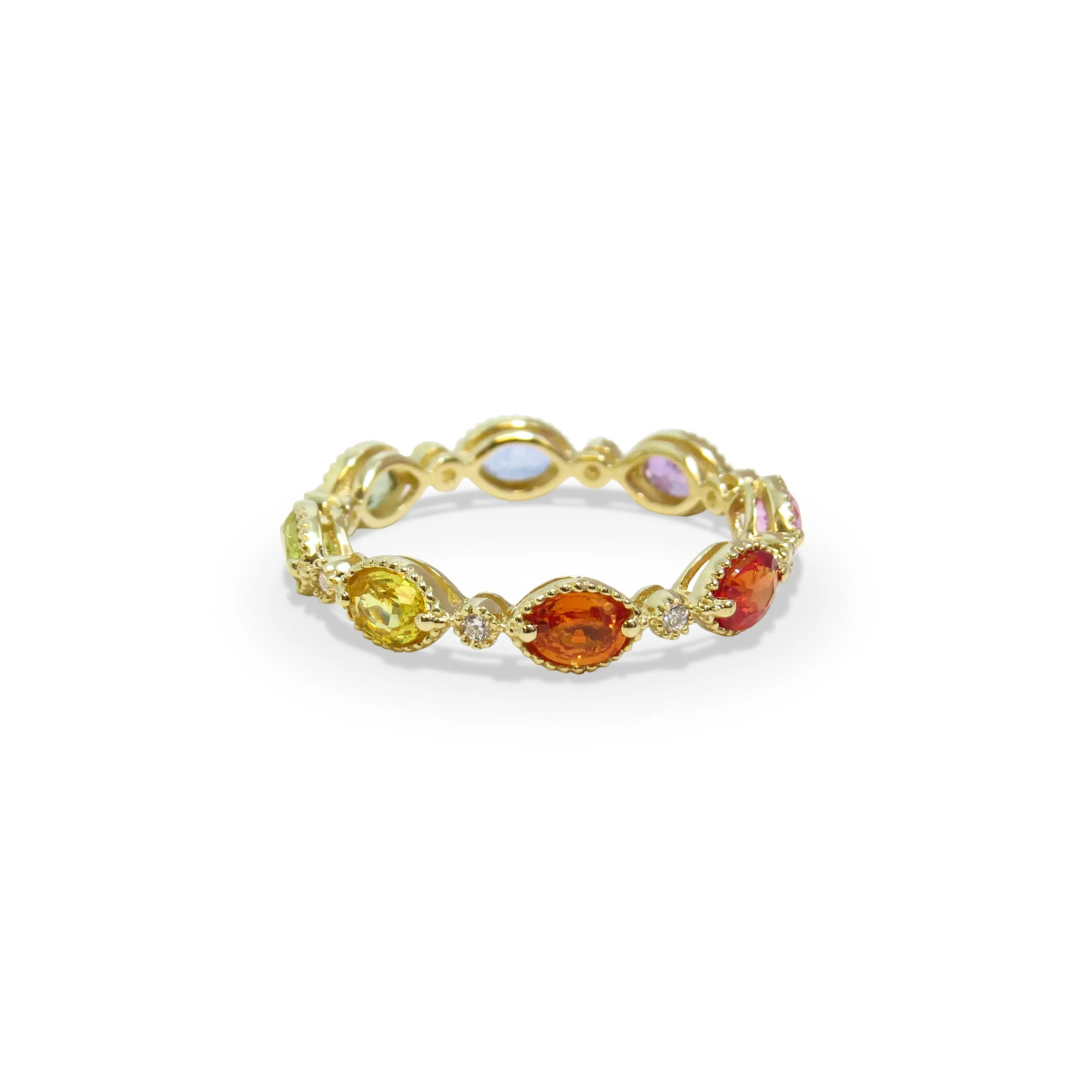 Rainbow Fancy Shape Eternity Band