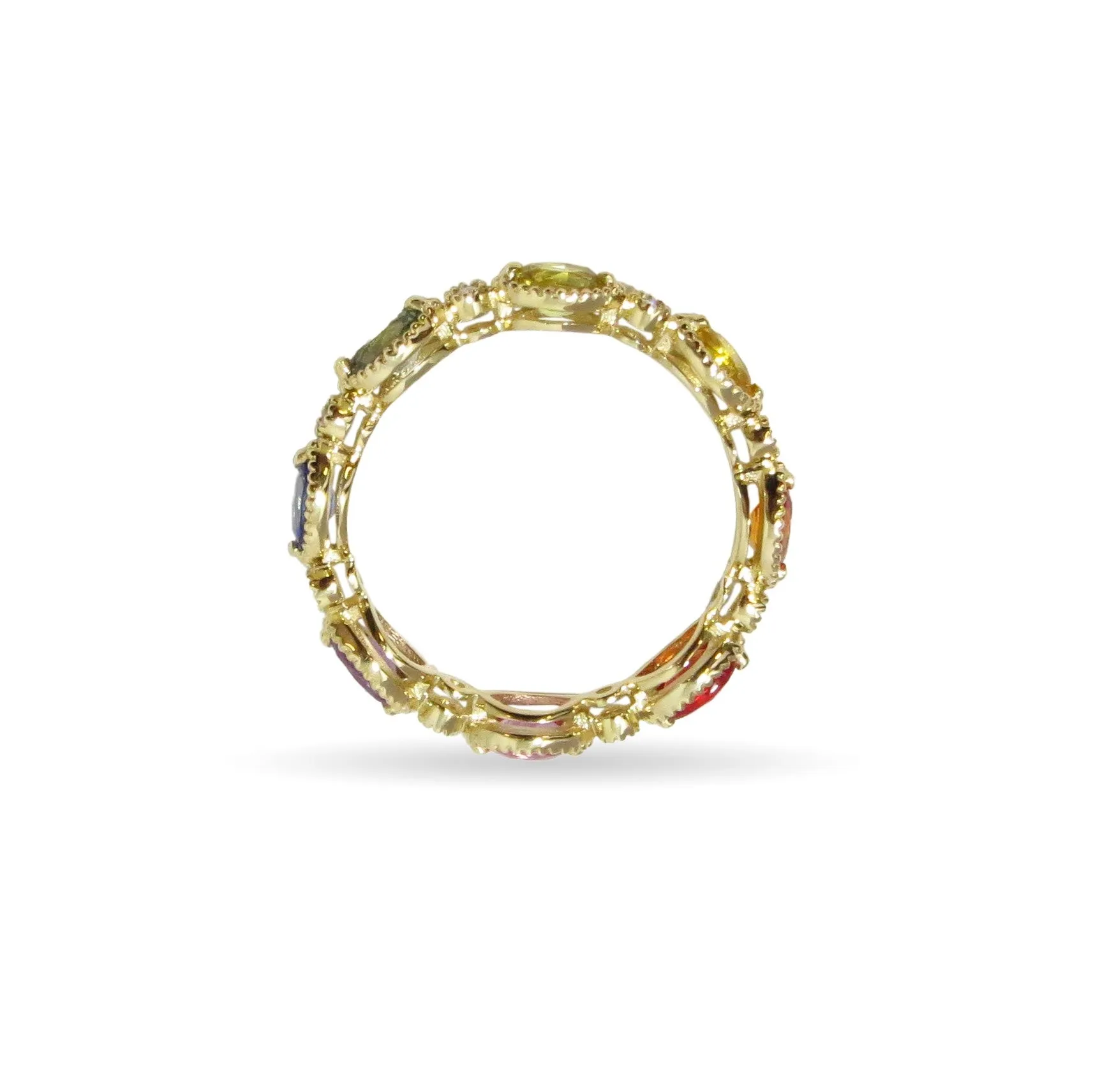 Rainbow Fancy Shape Eternity Band