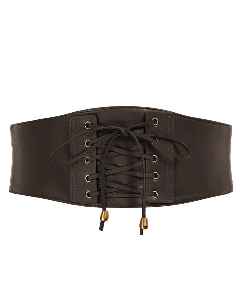 Renaissance Polyurethane Leather Waistband Ladies Stretchy Waist Belt