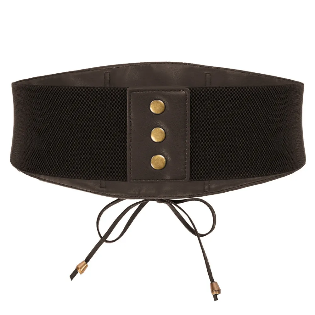 Renaissance Polyurethane Leather Waistband Ladies Stretchy Waist Belt