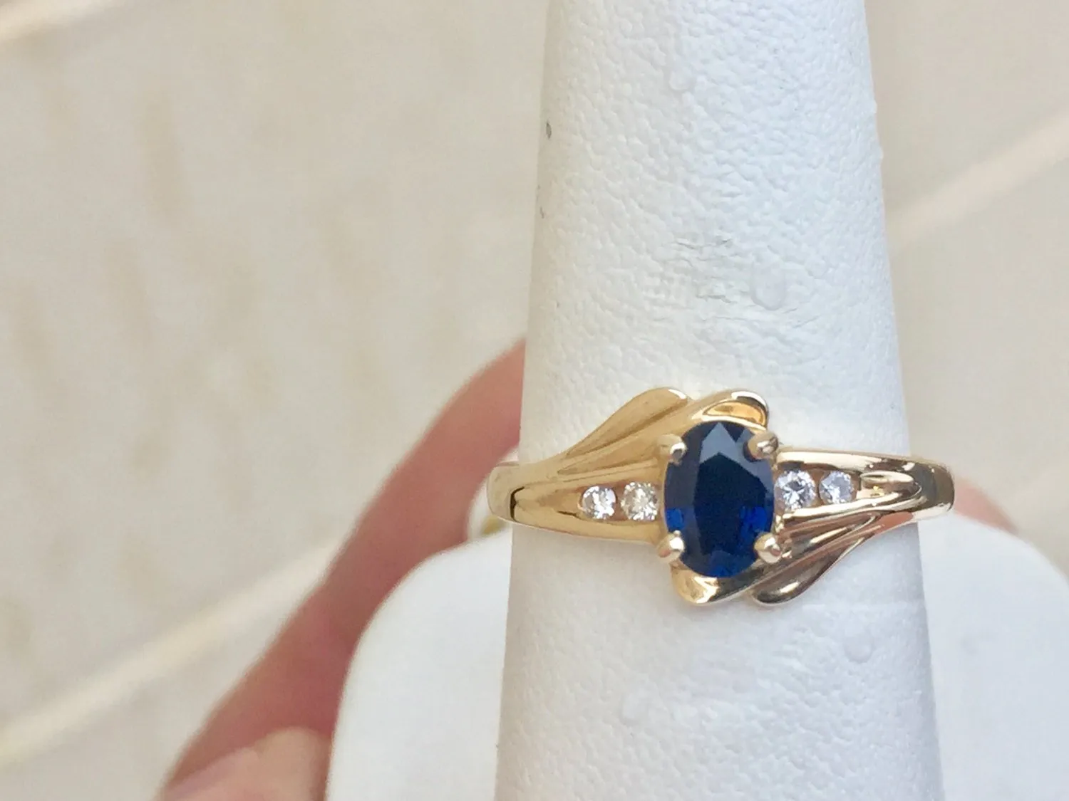 Sapphire And Diamond 14 K Yellow Gold Ring