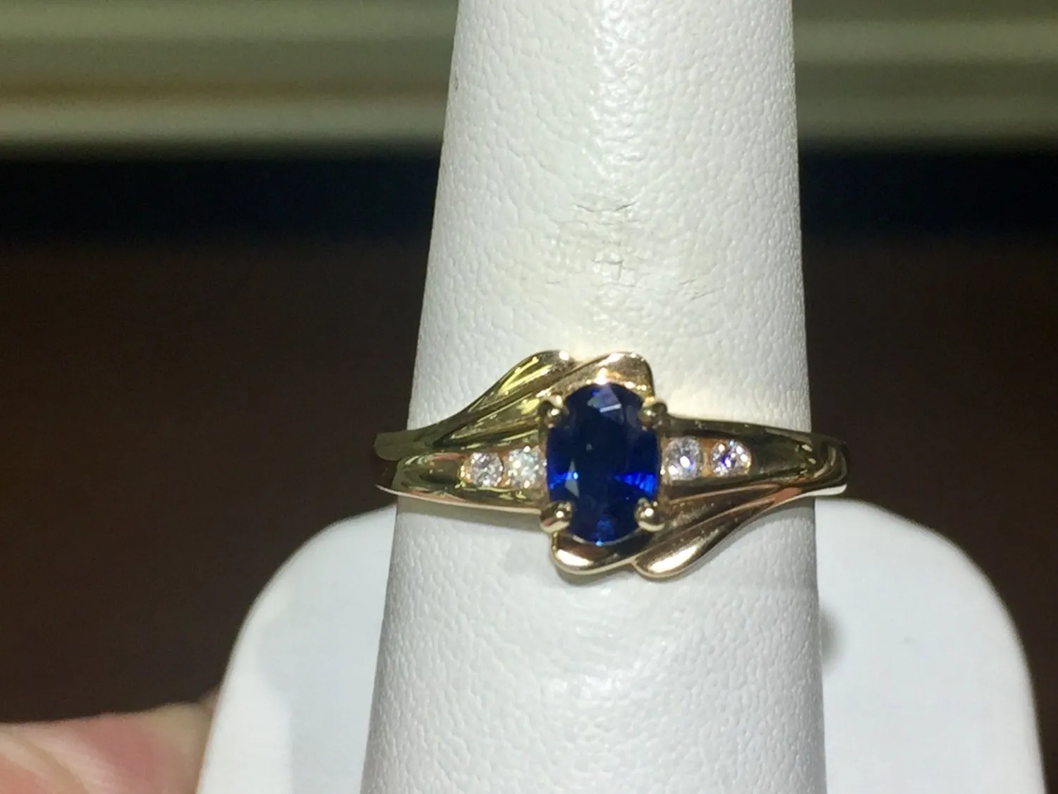 Sapphire And Diamond 14 K Yellow Gold Ring