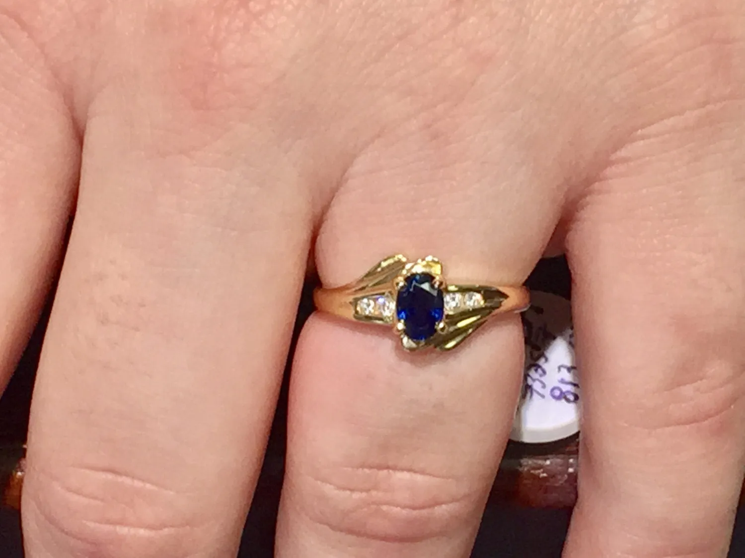 Sapphire And Diamond 14 K Yellow Gold Ring