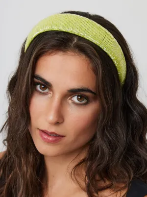 Straight Beaded Headband in Lime Green