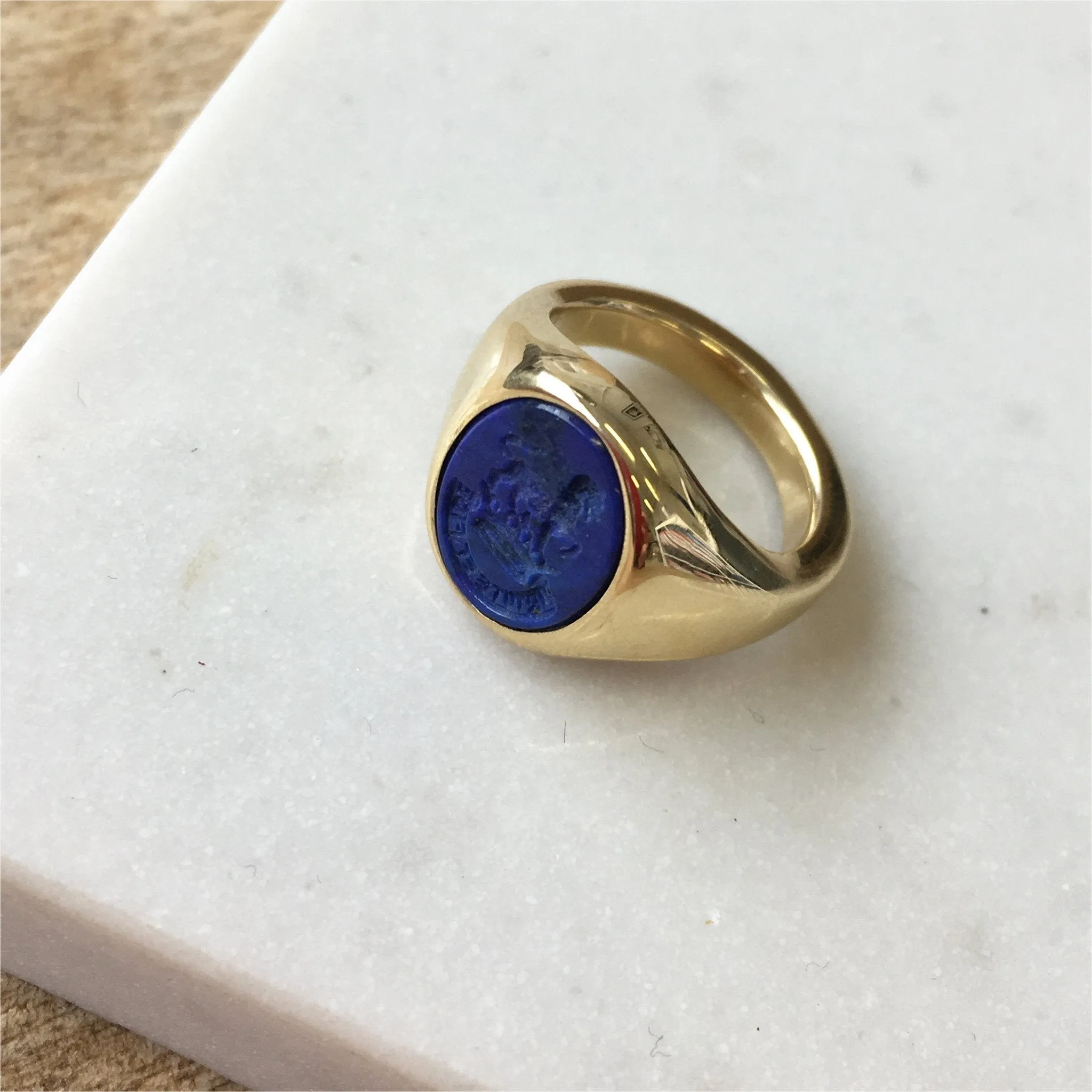 Sydney Gold & Lapis Lazuli Ladies Oval Signet Ring