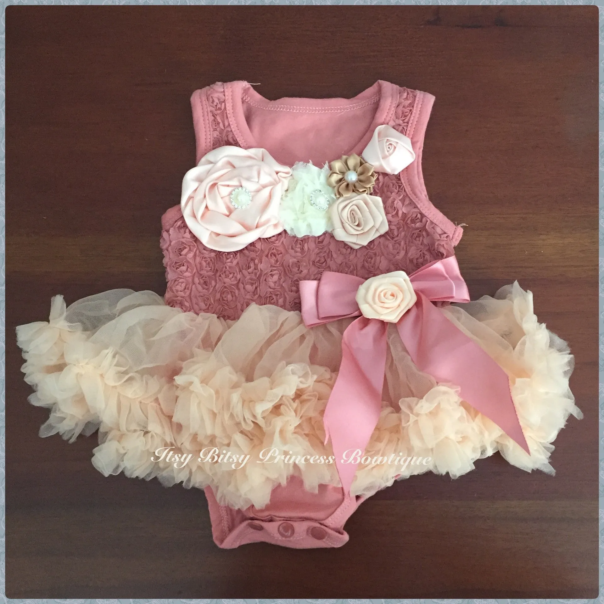 Tea Rose Rosettes Rose Romper