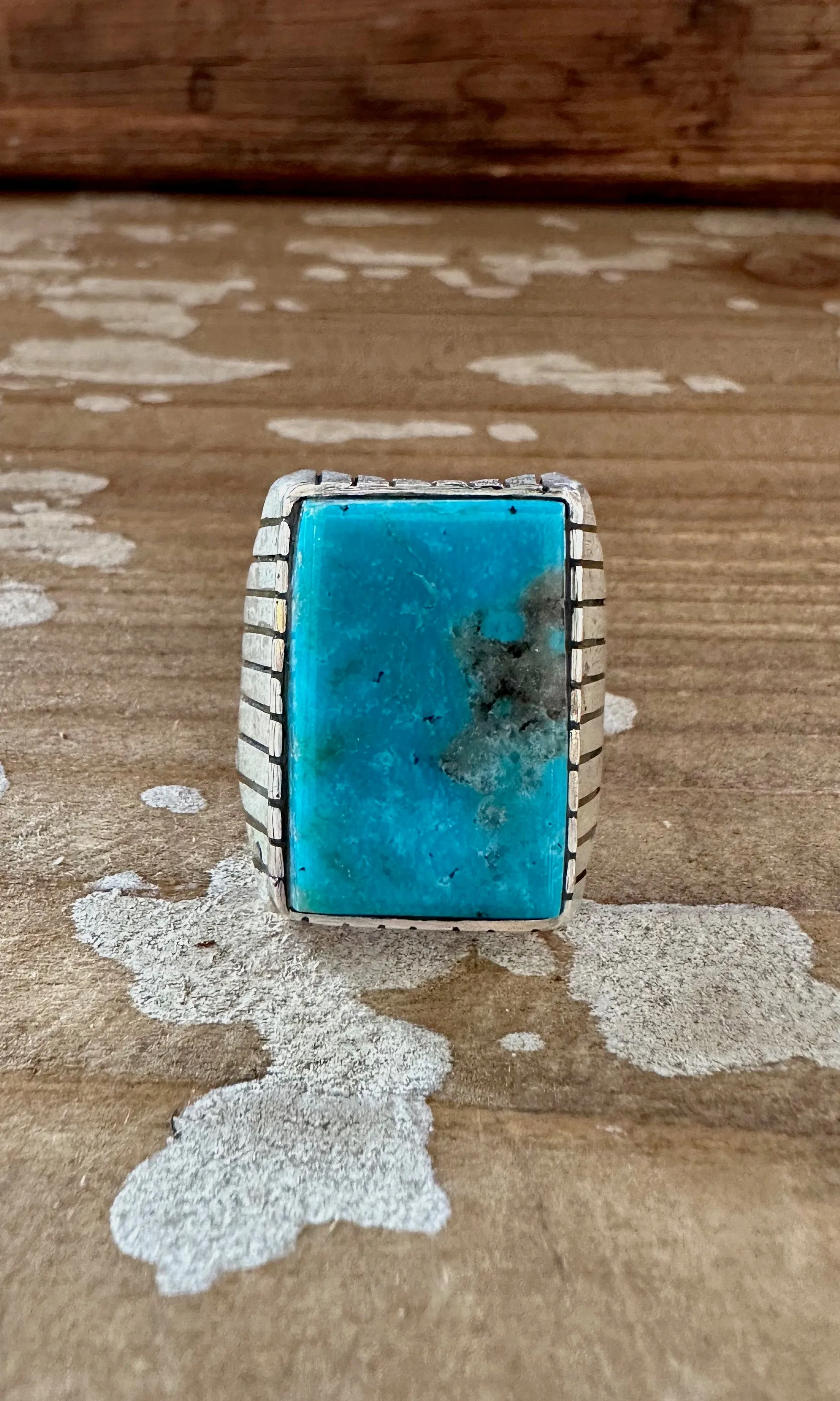 TREVOR JACK Navajo Handmade Mens Rings w/ Sterling Silver & Kingman Turquoise • Various Sizes