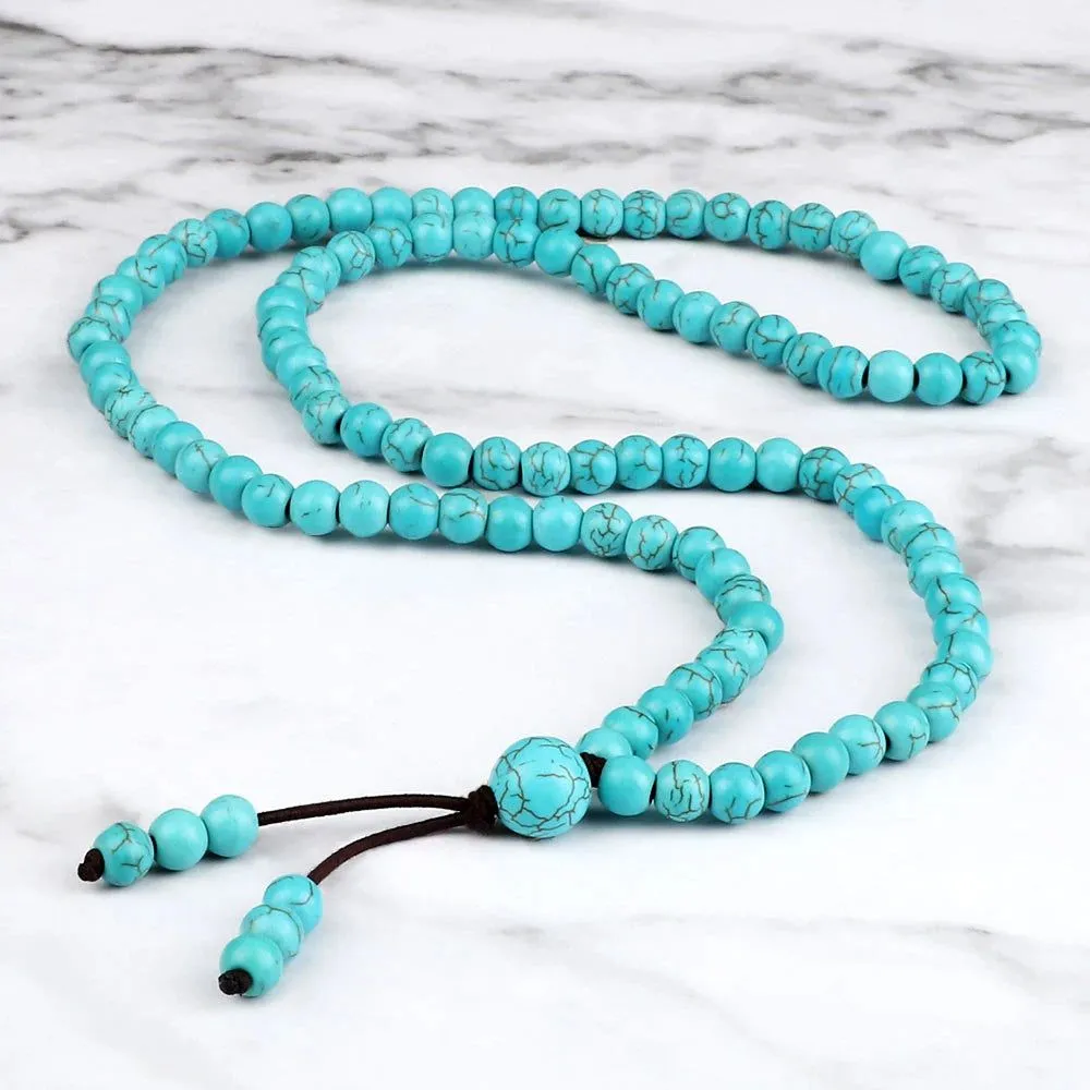 Turquoise Tranquility 108 Mala Beads Necklace